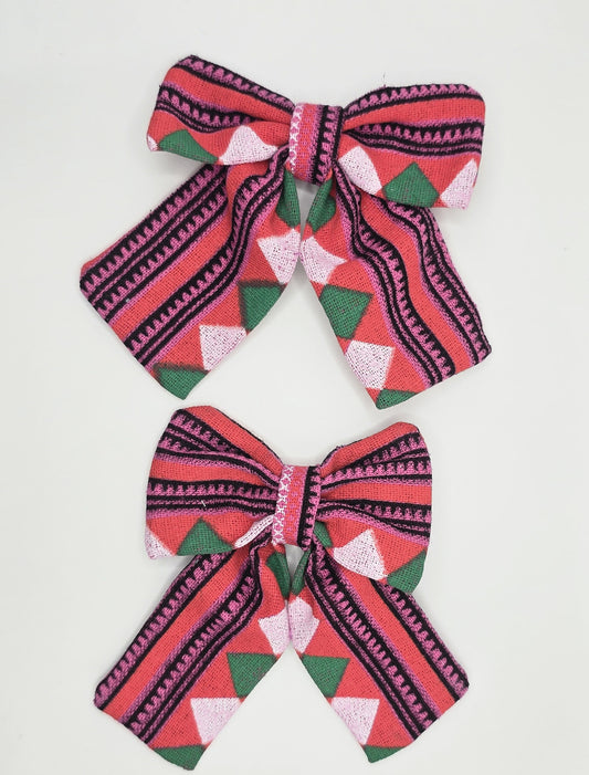 Pink Green Triangle Bows
