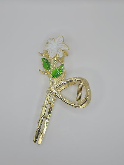 White Lily Claw Clip