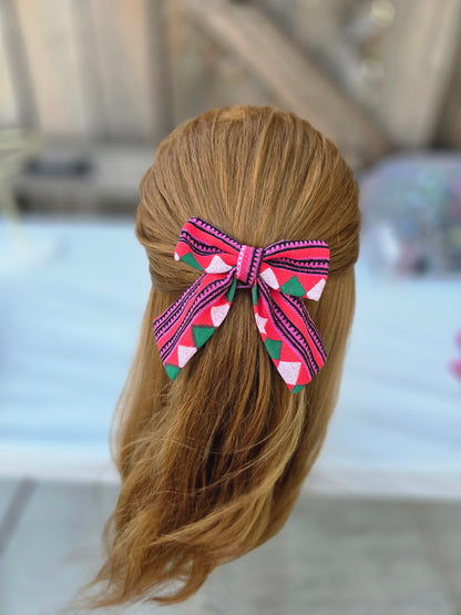 Pink Green Triangle Bows
