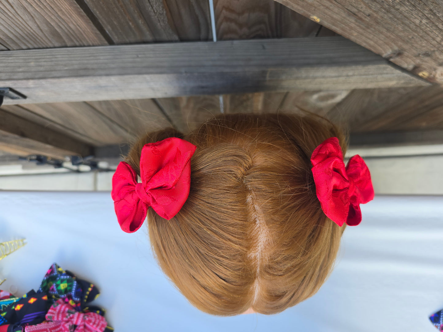 Imprinted Red Hair Bows